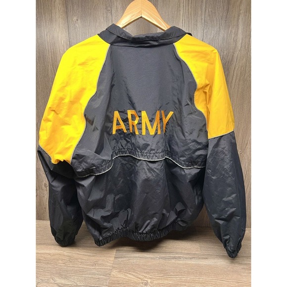 Vtg US Army Recruiting Jacket Men Large/Short Black Yellow Nylon Windbreaker - Picture 7 of 7